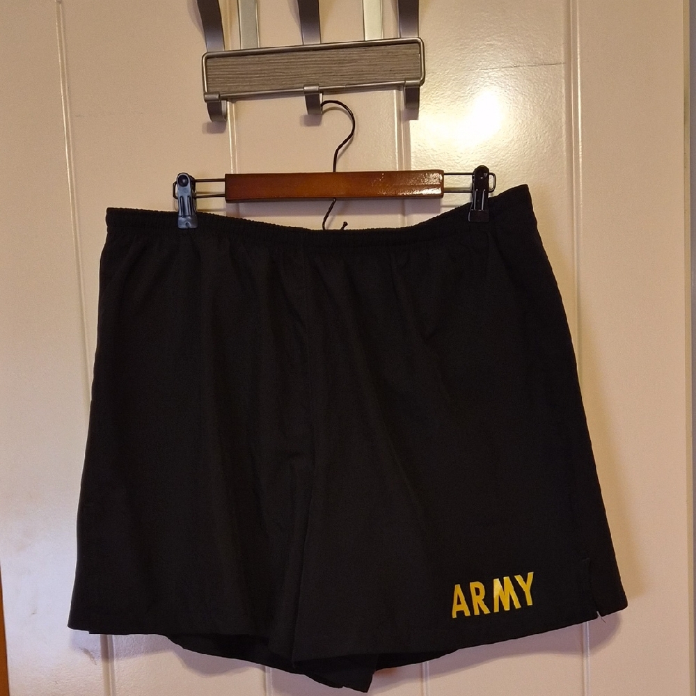 Black Army Shorts with Yellow Lettering